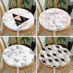 4'lü Geometrik Desenli Mermer Zemin Motifli Yuvarlak Fermuarlı Sandalye Minderi Seti Realhomes