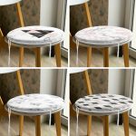 4'lü Geometrik Desenli Mermer Zemin Motifli Yuvarlak Fermuarlı Sandalye Minderi Seti Realhomes