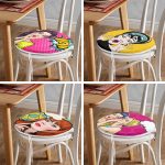 - RealHomes Yuvarlak Fermuarlı Sandalye Minderi - Realhomes  4'lü Pop-Art Fashion Girl Yuvarlak Fermuarlı Sandalye Minderi Seti Realhomes