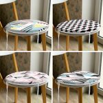 - RealHomes Yuvarlak Fermuarlı Sandalye Minderi - Realhomes  4'lü Renkli Geometrik Çizimler Yuvarlak Fermuarlı Sandalye Minderi Seti Realhomes