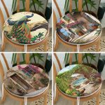 - RealHomes Yuvarlak Fermuarlı Sandalye Minderi - Realhomes 4'lü Ahşap Evler & Tavus Kuşları Özel Tasarım Yuvarlak Fermuarlı Sandalye Minderi Seti Realhomes