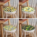 4'lü Limon Tasarımlı Dijital Baskılı Yuvarlak Fermuarlı Sandalye Minderi Seti Realhomes