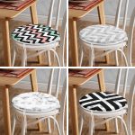 4'lü Mermer Motifli Zigzag Tasarımlı Yuvarlak Fermuarlı Sandalye Minderi Seti Realhomes