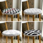 4'lü Mermer Motifli Zigzag Tasarımlı Yuvarlak Fermuarlı Sandalye Minderi Seti Realhomes