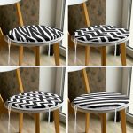 4'lü Siyah Beyaz Geometrik Çizimli Yuvarlak Fermuarlı Sandalye Minderi Seti Realhomes