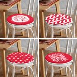 - RealHomes Yuvarlak Fermuarlı Sandalye Minderi - Realhomes 4'lü Kırmızı Home Sweet Temalı Yuvarlak Fermuarlı Sandalye Minderi Seti Realhomes