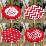 - RealHomes Yuvarlak Fermuarlı Sandalye Minderi - Realhomes 4'lü Kırmızı Home Sweet Temalı Yuvarlak Fermuarlı Sandalye Minderi Seti Realhomes