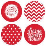 - RealHomes Yuvarlak Fermuarlı Sandalye Minderi - Realhomes 4'lü Kırmızı Home Sweet Temalı Yuvarlak Fermuarlı Sandalye Minderi Seti Realhomes