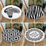 4'lü Siyah Beyaz Home Sweet Temalı Yuvarlak Fermuarlı Sandalye Minderi Seti Realhomes