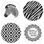 4'lü Siyah Beyaz Home Sweet Temalı Yuvarlak Fermuarlı Sandalye Minderi Seti Realhomes