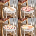 4'lü Sonbahar Yaprakları Özel Tasarım Renkli Yuvarlak Fermuarlı Sandalye Minderi Seti Realhomes