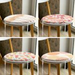 4'lü Sonbahar Yaprakları Özel Tasarım Renkli Yuvarlak Fermuarlı Sandalye Minderi Seti Realhomes