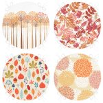 4'lü Sonbahar Yaprakları Özel Tasarım Renkli Yuvarlak Fermuarlı Sandalye Minderi Seti Realhomes