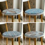 4'lü Mavi Kahve Kabartma Tasarımlı Dijital Baskılı Yuvarlak Fermuarlı Sandalye Minderi Seti Realhomes