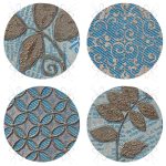 4'lü Mavi Kahve Kabartma Tasarımlı Dijital Baskılı Yuvarlak Fermuarlı Sandalye Minderi Seti Realhomes