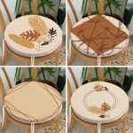 4'lü Krem Zemin Tropik Yaprak Temalı Yuvarlak Fermuarlı Sandalye Minderi Seti Realhomes