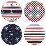 - RealHomes Yuvarlak Fermuarlı Sandalye Minderi - Realhomes  4'lü Beyaz Zemin Üzerinde Renkli Deniz Motifli Modern Yuvarlak Fermuarlı Sandalye Minderi Seti Realhomes