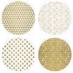 - RealHomes Yuvarlak Fermuarlı Sandalye Minderi - Realhomes  4'lü Renkli Zemin Üzerinde Gold Detaylı Geometrik Desenli Modern Yuvarlak Fermuarlı Sandalye Minderi Seti Realhomes