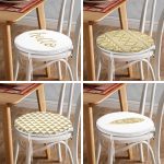 4'lü Renkli Zemin Üzerinde Gold Detaylı Geometrik Desenli Modern Yuvarlak Fermuarlı Sandalye Minderi Seti Realhomes