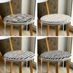 4'lü Beyaz Zemin Üzerinde Gold Detaylı Yaprak Desenli Modern Yuvarlak Fermuarlı Sandalye Minderi Seti Realhomes