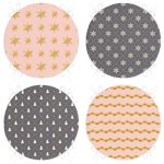 4'lü Renkli Zemin Üzerinde Gold Detaylı Yılbaşı Desenli Modern Yuvarlak Fermuarlı Sandalye Minderi Seti Realhomes