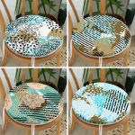 - RealHomes Yuvarlak Fermuarlı Sandalye Minderi - Realhomes 4'lü Beyaz Zemin Üzerinde Renkli Puantiye Desenli Modern Yuvarlak Fermuarlı Sandalye Minderi Seti Realhomes