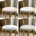 4'lü Renkli Zemin Üzerinde Geometrik Çizimli Modern Yuvarlak Fermuarlı Sandalye Minderi Seti Realhomes