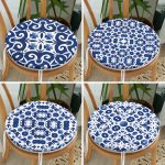 - RealHomes Yuvarlak Fermuarlı Sandalye Minderi - Realhomes  4'lü Beyaz Zemin Üzerinde Renkli Geometrik Desenli Modern Yuvarlak Fermuarlı Sandalye Minderi Seti Realhomes