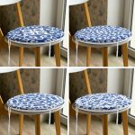 - RealHomes Yuvarlak Fermuarlı Sandalye Minderi - Realhomes  4'lü Beyaz Zemin Üzerinde Renkli Geometrik Desenli Modern Yuvarlak Fermuarlı Sandalye Minderi Seti Realhomes