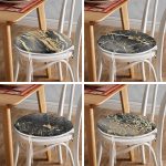 4'lü Renkli Zemin Üzerinde Gold Detaylı Mermer Desenli Modern Yuvarlak Fermuarlı Sandalye Minderi Seti Realhomes