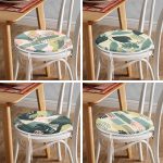 4'lü Renkli Zemin Üzerinde Onedraw Çizimli Modern Yuvarlak Fermuarlı Sandalye Minderi Seti Realhomes