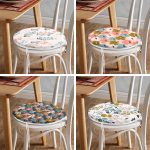 - RealHomes Yuvarlak Fermuarlı Sandalye Minderi - Realhomes  4'lü Renkli Zemin Üzerinde Çiçek Desenli Modern Yuvarlak Fermuarlı Sandalye Minderi Seti Realhomes