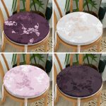 4'lü Renkli Zemin Üzerinde Yaprak Desenli Modern Yuvarlak Fermuarlı Sandalye Minderi Seti Realhomes