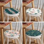 - RealHomes Yuvarlak Fermuarlı Sandalye Minderi - Realhomes 4'lü Renkli Zemin Üzerinde Çiçek Desenli Modern Yuvarlak Fermuarlı Sandalye Minderi Seti Realhomes