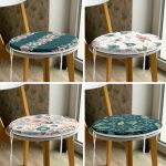 - RealHomes Yuvarlak Fermuarlı Sandalye Minderi - Realhomes 4'lü Renkli Zemin Üzerinde Çiçek Desenli Modern Yuvarlak Fermuarlı Sandalye Minderi Seti Realhomes