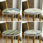 - RealHomes Yuvarlak Fermuarlı Sandalye Minderi - Realhomes  4'lü Renkli Zemin Üzerinde Onedraw Çizimli Modern Yuvarlak Fermuarlı Sandalye Minderi Seti Realhomes