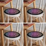 - RealHomes Yuvarlak Fermuarlı Sandalye Minderi - Realhomes  4'lü Neon Mandala Tasarım Dijital Baskılı Modern Yuvarlak Fermuarlı Sandalye Minderi Seti Realhomes