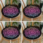 - RealHomes Yuvarlak Fermuarlı Sandalye Minderi - Realhomes  4'lü Neon Mandala Tasarım Dijital Baskılı Modern Yuvarlak Fermuarlı Sandalye Minderi Seti Realhomes