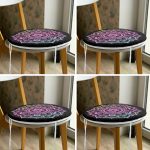 - RealHomes Yuvarlak Fermuarlı Sandalye Minderi - Realhomes  4'lü Neon Mandala Tasarım Dijital Baskılı Modern Yuvarlak Fermuarlı Sandalye Minderi Seti Realhomes