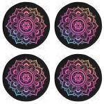 - RealHomes Yuvarlak Fermuarlı Sandalye Minderi - Realhomes  4'lü Neon Mandala Tasarım Dijital Baskılı Modern Yuvarlak Fermuarlı Sandalye Minderi Seti Realhomes