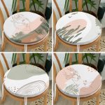 - RealHomes Yuvarlak Fermuarlı Sandalye Minderi - Realhomes  4'lü Renkli Zemin Üzerinde Onedraw Çizimli Bayan Silüeti Modern Yuvarlak Fermuarlı Sandalye Minderi Seti Realhomes