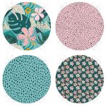 - RealHomes Yuvarlak Fermuarlı Sandalye Minderi - Realhomes  4'lü Renkli Zemin Üzerinde Yaprak Desenli Modern Yuvarlak Fermuarlı Sandalye Minderi Seti Realhomes