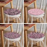 4'lü Renkli Zemin Üzerinde Zebra Desenli Modern Yuvarlak Fermuarlı Sandalye Minderi Seti Realhomes