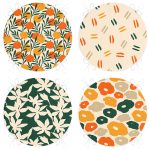 4'lü Renkli Zemin Üzerinde Onedraw Çizimli Modern Yuvarlak Fermuarlı Sandalye Minderi Seti Realhomes