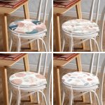 4'lü Renkli Zemin Üzerinde Onedraw Çizimli Modern Yuvarlak Fermuarlı Sandalye Minderi Seti Realhomes