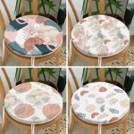 4'lü Renkli Zemin Üzerinde Onedraw Çizimli Modern Yuvarlak Fermuarlı Sandalye Minderi Seti Realhomes