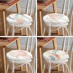 4'lü Renkli Zemin Üzerinde Onedraw Çizimli Modern Yuvarlak Fermuarlı Sandalye Minderi Seti Realhomes