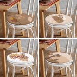 4'lü Renkli Zemin Üzerinde Yaprak Desenli Modern Yuvarlak Fermuarlı Sandalye Minderi Seti Realhomes