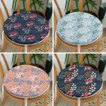 - RealHomes Yuvarlak Fermuarlı Sandalye Minderi - Realhomes  4'lü Renkli Zemin Üzerinde Çiçek Desenli Modern Yuvarlak Fermuarlı Sandalye Minderi Seti Realhomes