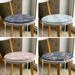 - RealHomes Yuvarlak Fermuarlı Sandalye Minderi - Realhomes  4'lü Renkli Zemin Üzerinde Çiçek Desenli Modern Yuvarlak Fermuarlı Sandalye Minderi Seti Realhomes